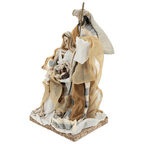 Holy Family statue 31 cm resin and Beige Grey cloth 3