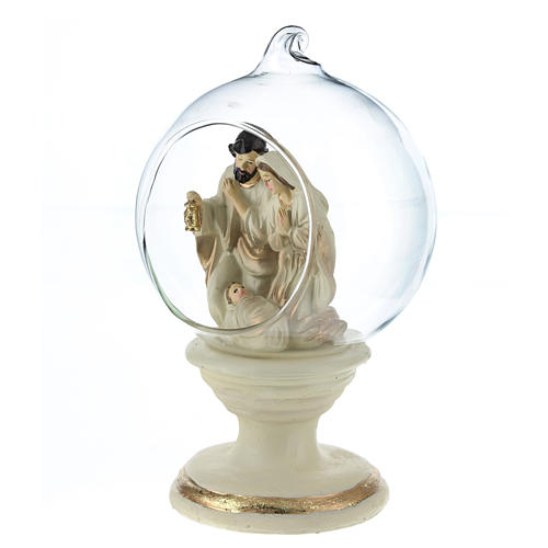 Nativité dans boule en verre 16 cm résine 3