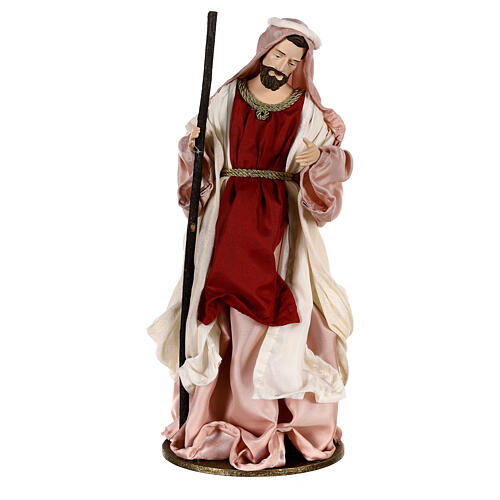 Nativity 36.2 cm, 3 pieces, resin and Ivory Pink fabric 4