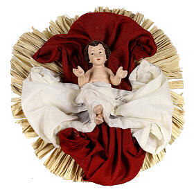 Natività 36 cm resina stoffa 3 pezzi colore Ivory Pink