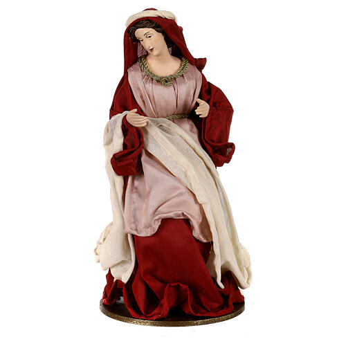 Natividade 36 cm resina tecido 3 peças cor de marfim e cor-de-rosa 3