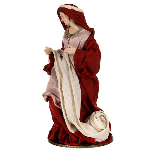Natividade 36 cm resina tecido 3 peças cor de marfim e cor-de-rosa 6