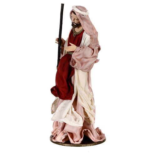 Natividade 36 cm resina tecido 3 peças cor de marfim e cor-de-rosa 7