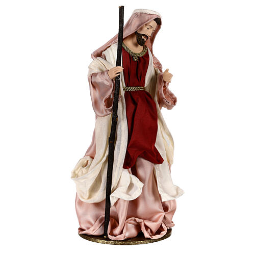 Natividade 36 cm resina tecido 3 peças cor de marfim e cor-de-rosa 10