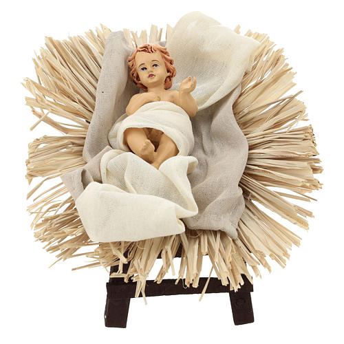 Nativity 3 pieces 46 cm Beige Gold finish resin fabric 3