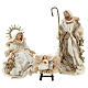 Holy Family set 3 pcs 46 cm Beige Gold resin cloth s1