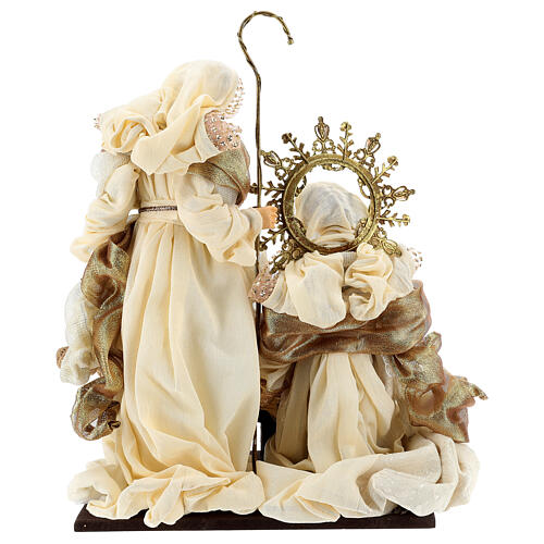 Holy Family 3 figurines, 36 cm in resin and Gold Beige cloth 5