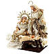 Holy Family 3 pcs, 36 cm in resin cloth Gold Beige s3