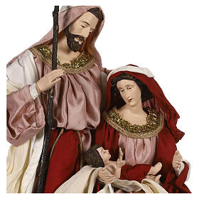 Sacred Family statue resin on base Ivory Pink cloth 47 cm