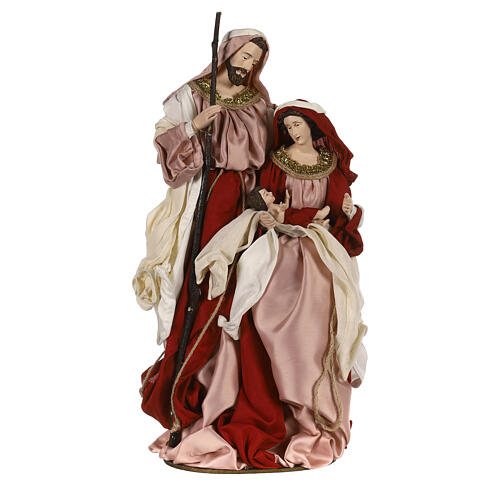 Sacred Family statue resin on base Ivory Pink cloth 47 cm 1