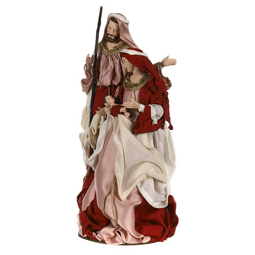 Sacred Family statue resin on base Ivory Pink cloth 47 cm 3