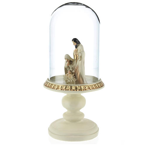 Nativity in resin 8 cm Brown finish with glass dome 21 cm 3