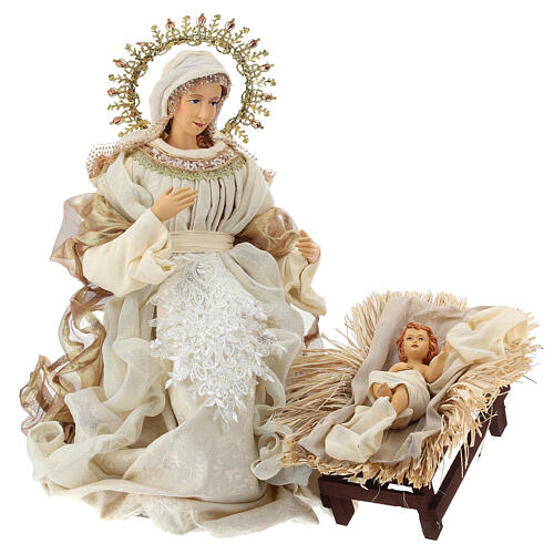 Holy Family 36 cm in resin and Gold Beige cloth 2