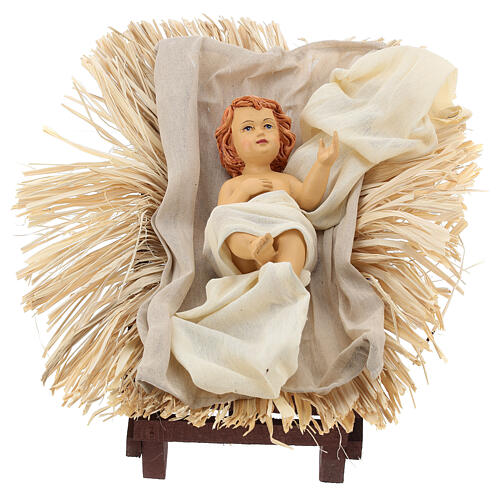 Holy Family 36 cm in resin and Gold Beige cloth 3