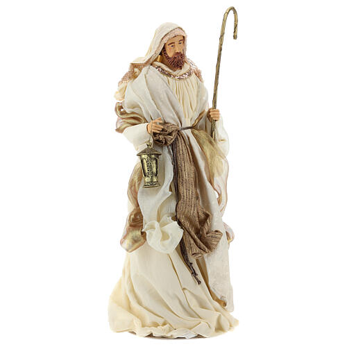 Holy Family 36 cm in resin and Gold Beige cloth 5