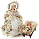 Holy Family 36 cm in resin and Gold Beige cloth s2