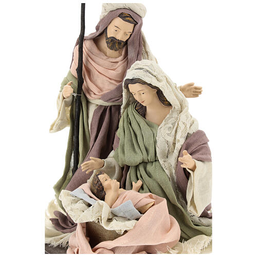 Geburt von Jesus Krippenfiguren auf Holzbasis mit Gaze und Spitze, 28 cm 2