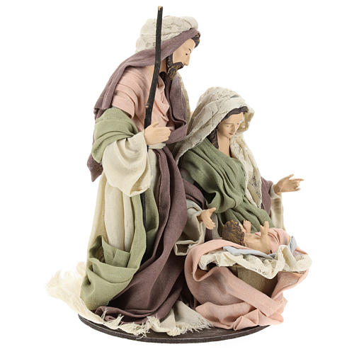Holy Family on wood base with lace and gauze details 28 cm 4