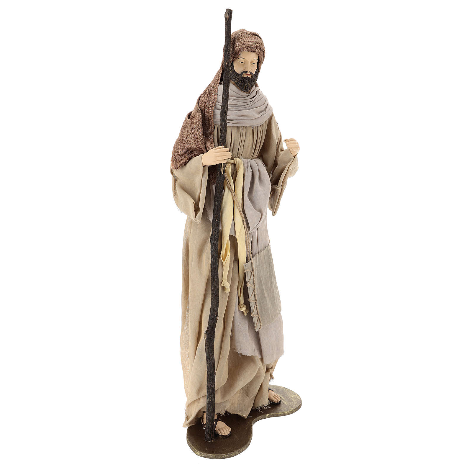 Holy Family on wooden base with fabric and lace details 80 | online ...