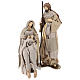 Holy Family on wooden base with fabric and lace details 80 cm s1
