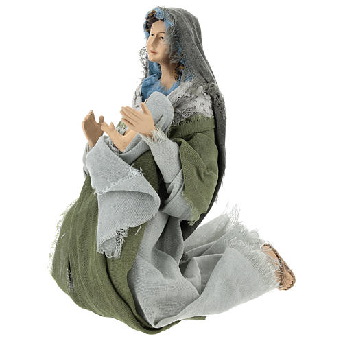 Nativity 40 cm in Shabby Chic style with green and grey gauze dresses 3