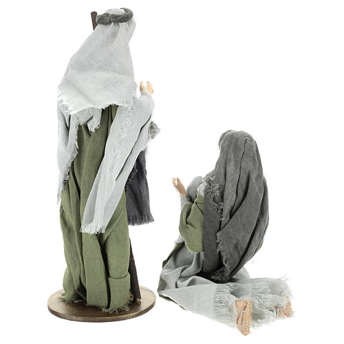 Nativity 40 cm in Shabby Chic style with green and grey gauze dresses 5