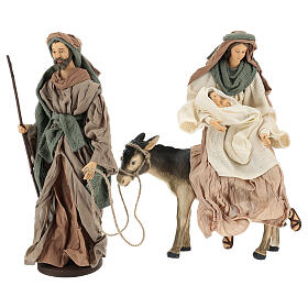 Christi Geburt aus Harz und grűner und bordeaux Gaze mit Esel, 40 cm