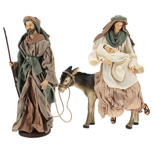 Christi Geburt aus Harz und grűner und bordeaux Gaze mit Esel, 40 cm 1
