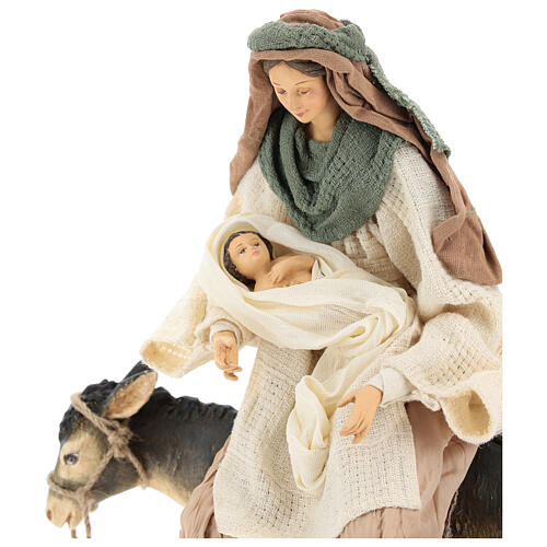 Christi Geburt aus Harz und grűner und bordeaux Gaze mit Esel, 40 cm 2