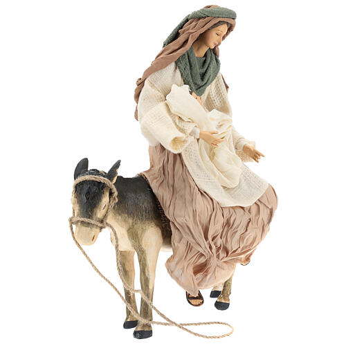 Christi Geburt aus Harz und grűner und bordeaux Gaze mit Esel, 40 cm 4