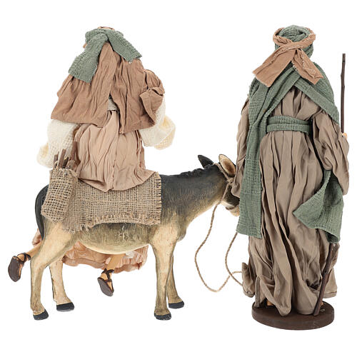 Christi Geburt aus Harz und grűner und bordeaux Gaze mit Esel, 40 cm 6