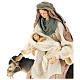 Holy Family statue 40 cm, in resin with donkey, green and bordeaux gauze s2