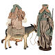 Holy Family statue 40 cm, in resin with donkey, green and bordeaux gauze s6