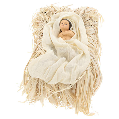 Nativity 30 cm Shabby Chic style with green and beige fabric used to recreate the clothes of the figurines 3