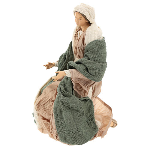 Nativity 30 cm Shabby Chic style with green and beige fabric used to recreate the clothes of the figurines 4