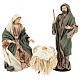 Nativity 30 cm Shabby Chic style with green and beige fabric used to recreate the clothes of the figurines s1