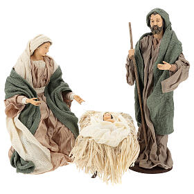 Narodziny Jezusa 30 cm z żywicy i tkaniny zielonej i beżowej
