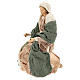 Holy Family 30 cm, in resin with green and beige fabric s4
