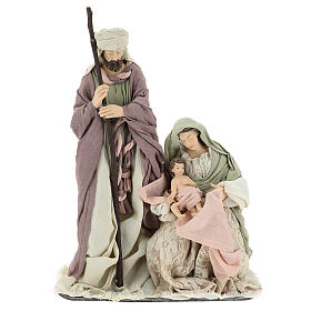 Holy Family statue 45 cm, in resin with lace and gauze details