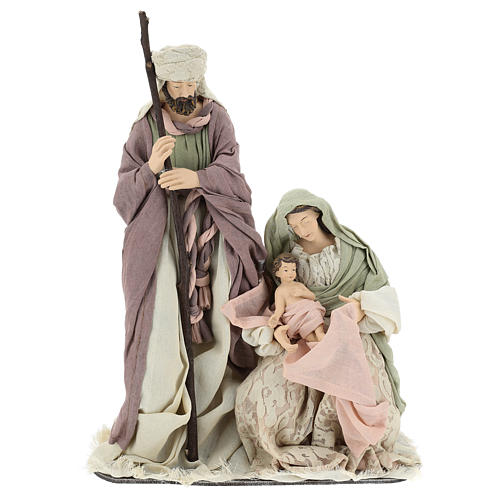 Holy Family statue 45 cm, in resin with lace and gauze details 1