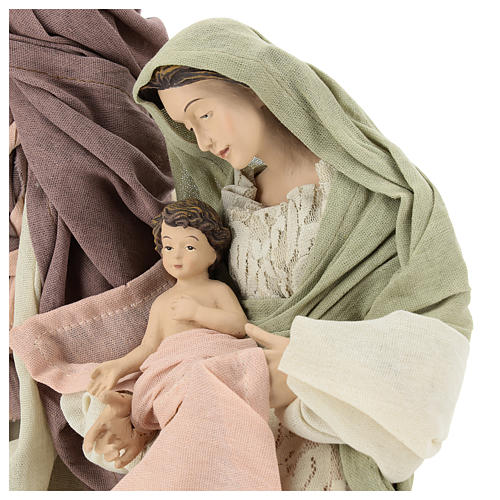 Holy Family statue 45 cm, in resin with lace and gauze details 2