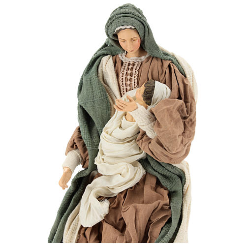 Holy Family set 55 cm, in resin green and brown gauze 2