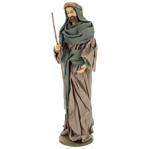 Holy Family set 55 cm, in resin green and brown gauze 3