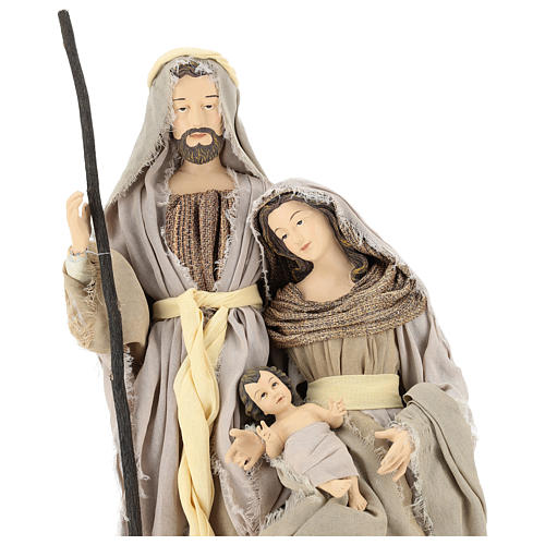 Holy Family statue 60 cm, in resin on wooden base Shabby Chic 2