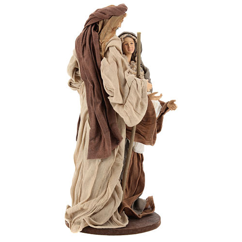 Nativity 25 cm Shabby Chic style in resin with fabric clothes on base 4