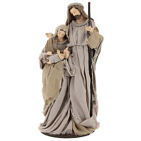 Nativity 40 cm resin Shabby Chic style with gauze clothes in shades of beige
