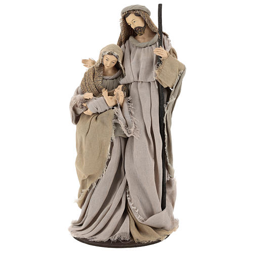 Nativity 40 cm resin Shabby Chic style with gauze clothes in shades of beige 1