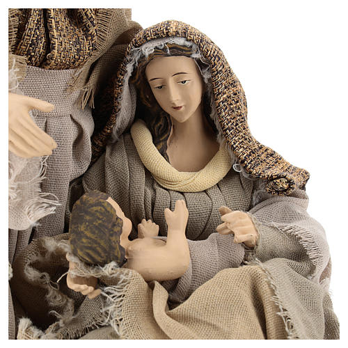 Nativity in resin 30 cm Shabby Chic style with gauze clothes in shades of beige 2