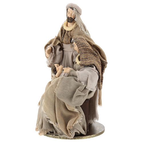 Nativity in resin 30 cm Shabby Chic style with gauze clothes in shades of beige 3