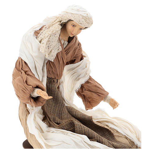Holy Family set 60 cm, in resin and bronze colored fabric 2